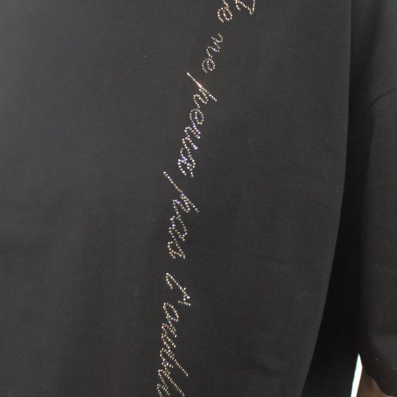 Cut-Out Rhinestone Script Trim Top T-56 - Picture 16 of 16